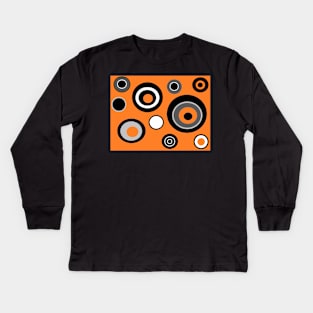 Experimental Geometric Circle Print Pattern (Orange version) Kids Long Sleeve T-Shirt